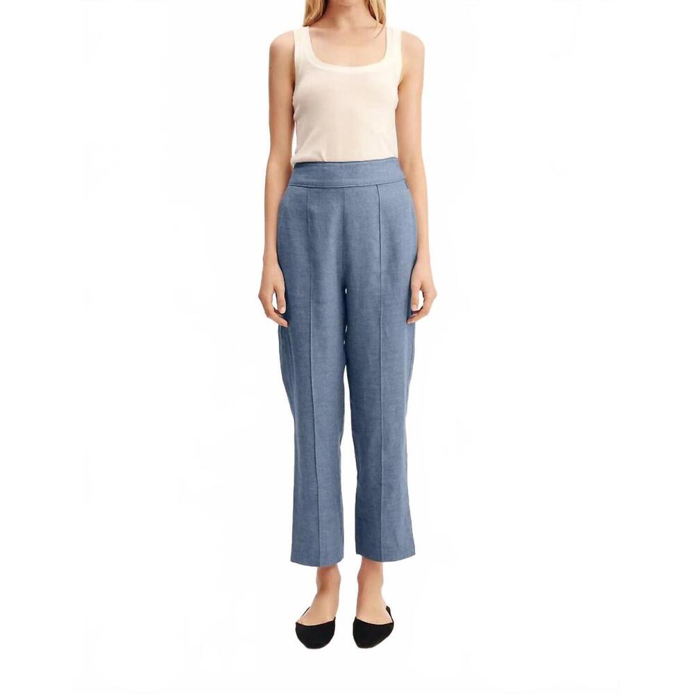 NEW POSSE thea straight leg trousers in steel blue